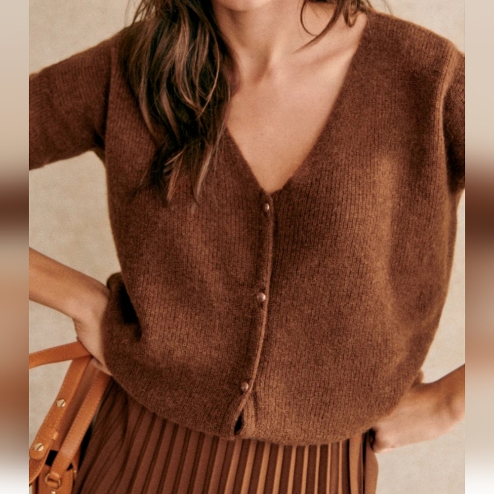 NWT- Sezane Barry Cardigan Brown - Size XS